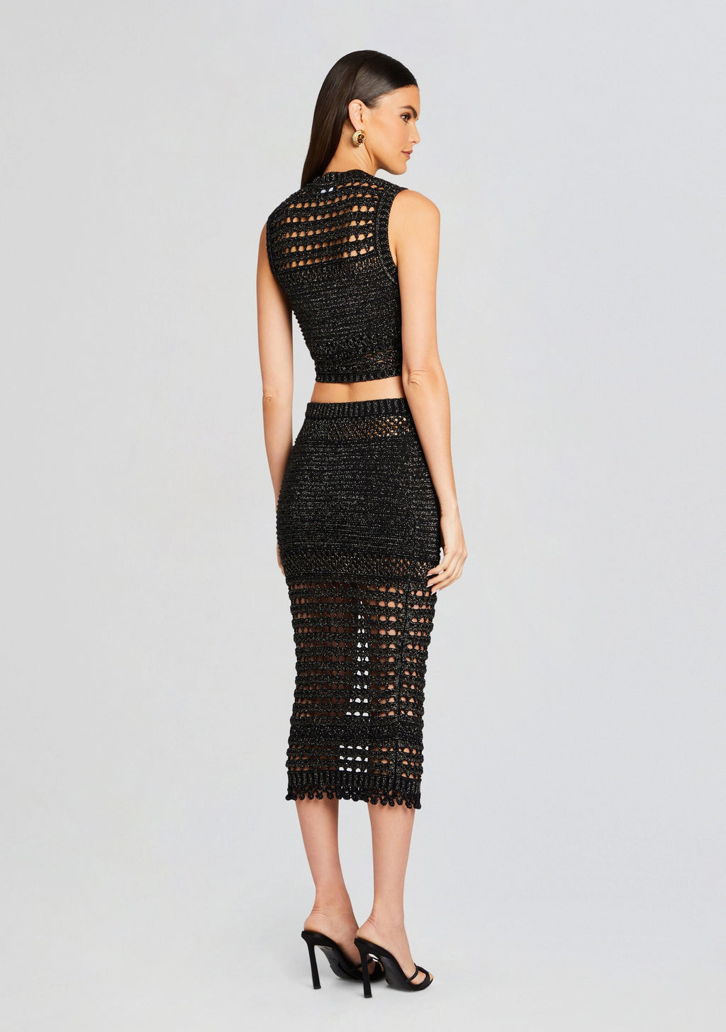 Delma Knit Crochet Top by retrofête in Black/Gold, product image 4