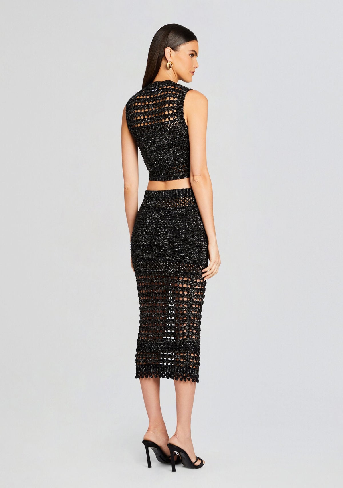Delma Knit Crochet Top by retrofête in Black/Gold, product image 4