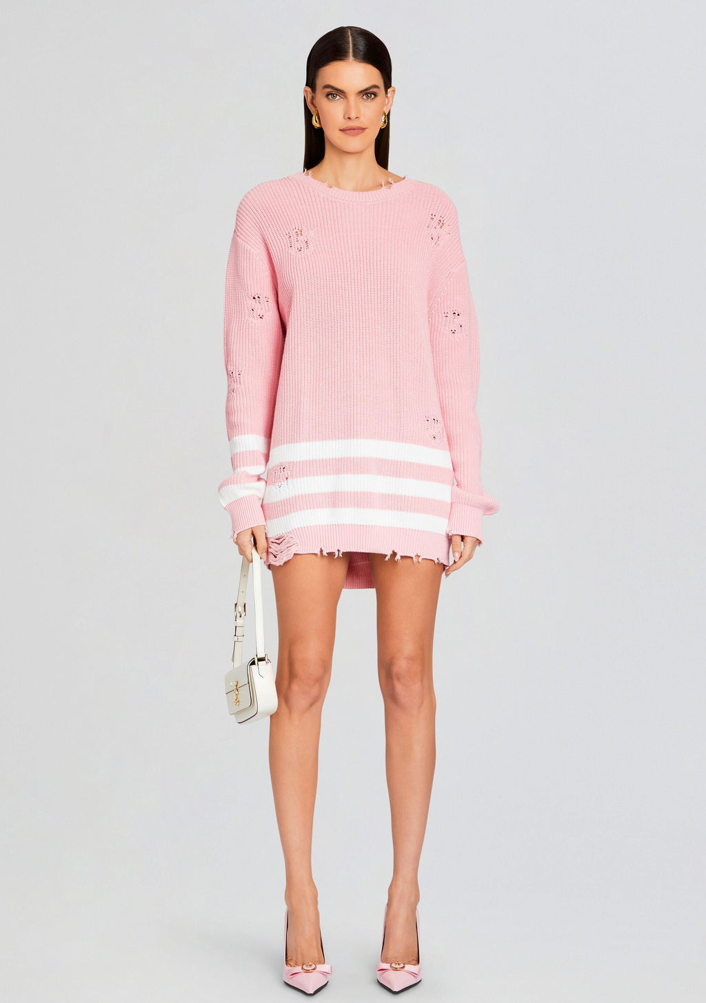 Devin Sweater by SEROYA in Baby Pink/White, product image 5