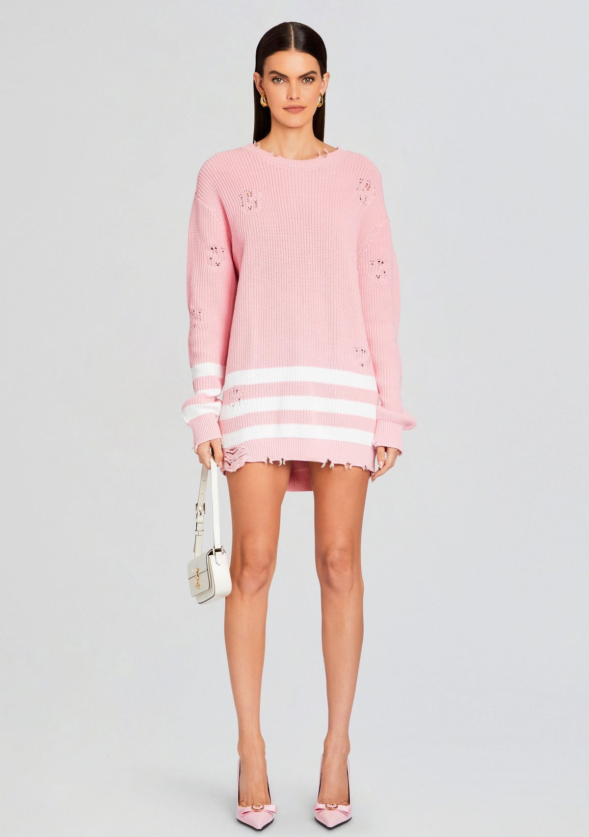 Devin Sweater by SEROYA in Baby Pink/White, product image 5