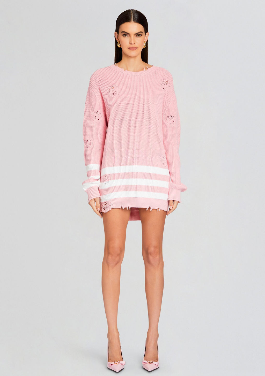 Devin Sweater by SEROYA in Baby Pink/White, product image 1