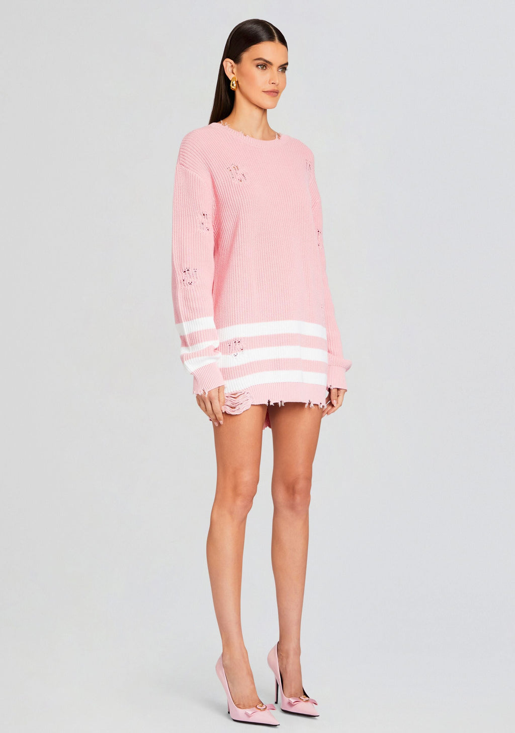 Devin Sweater by SEROYA in Baby Pink/White, product image 3