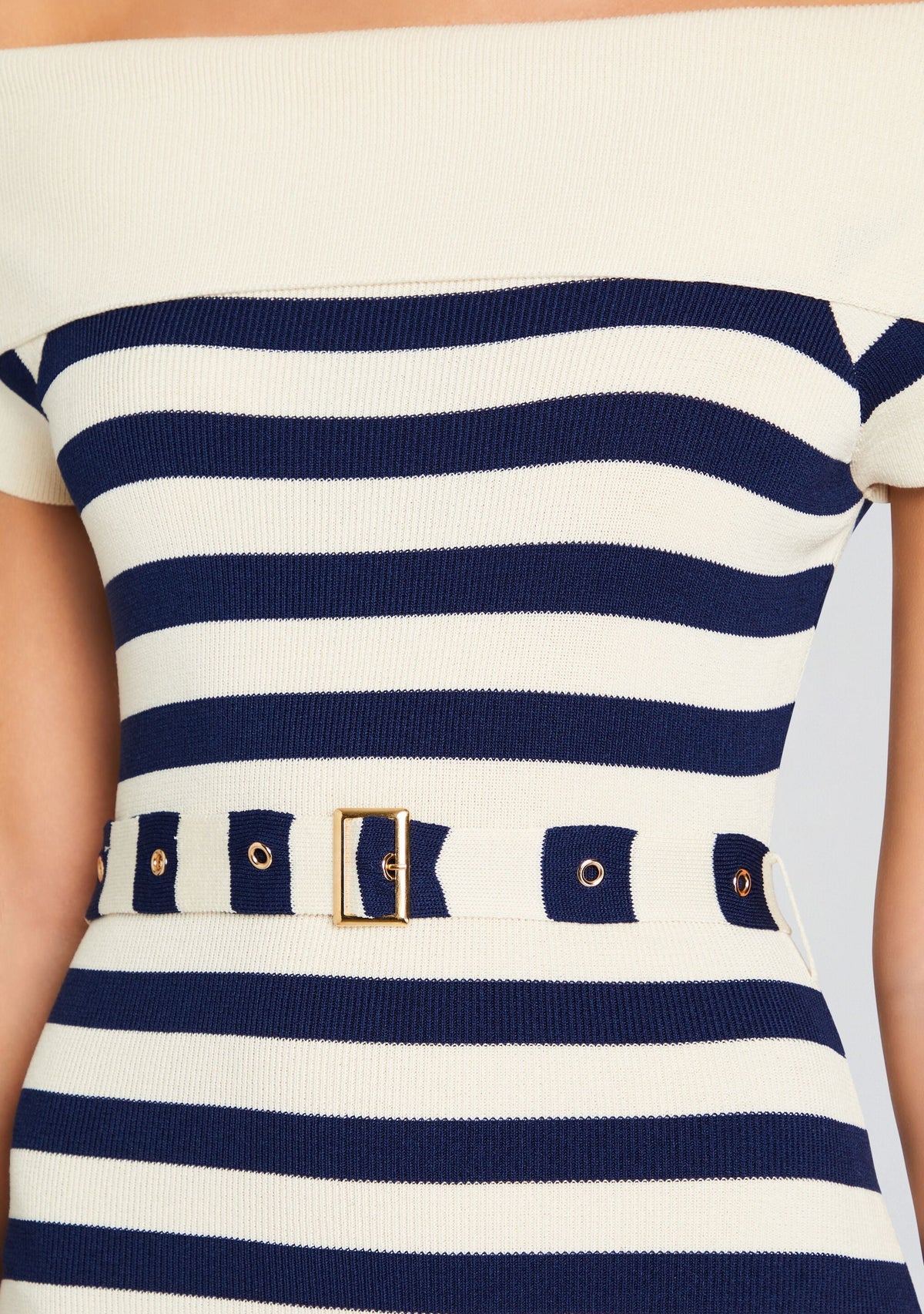 Hull Knit Dress by SEROYA in Cream/ Navy, product image 2
