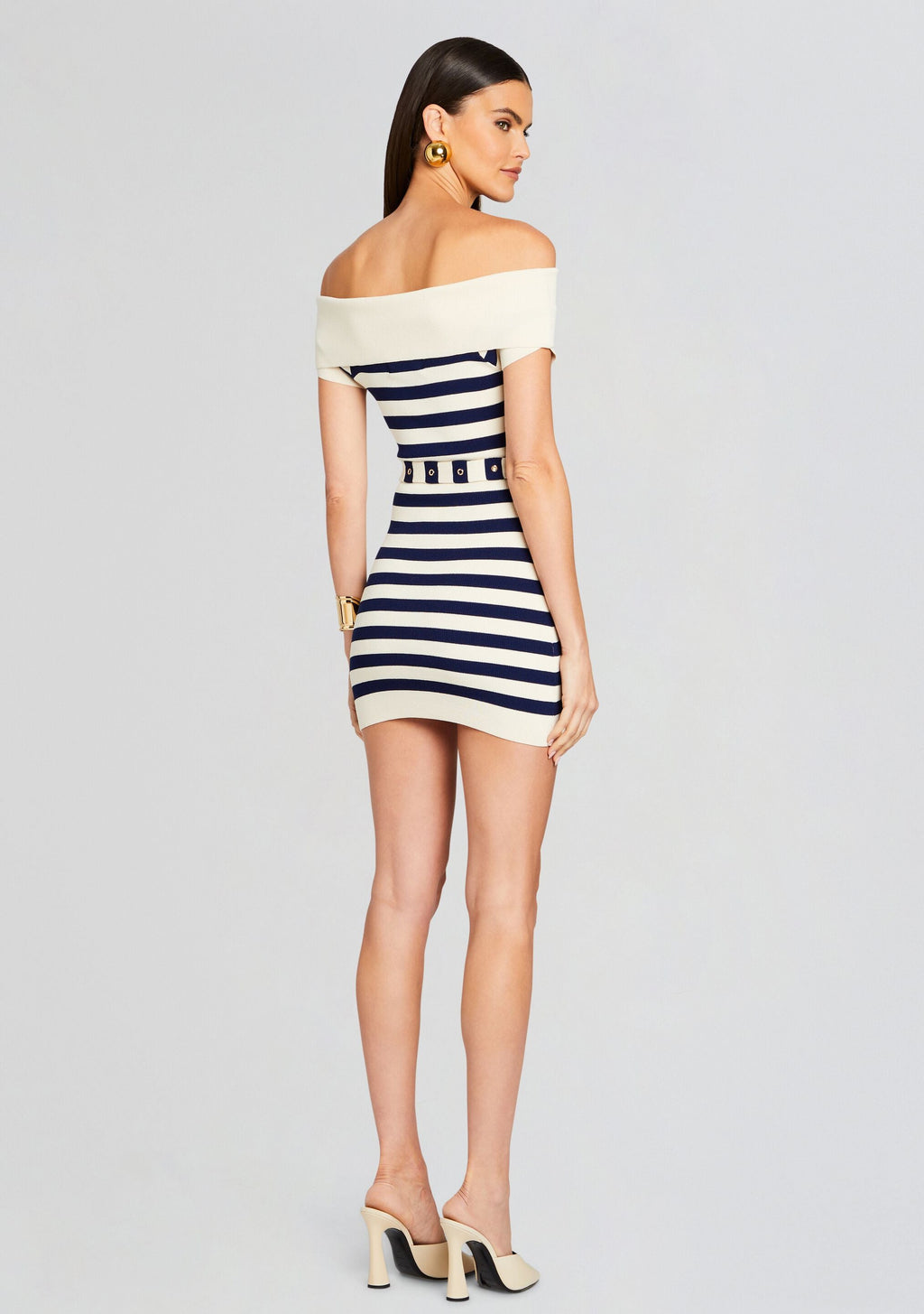 Hull Knit Dress by SEROYA in Cream/ Navy, product image 4
