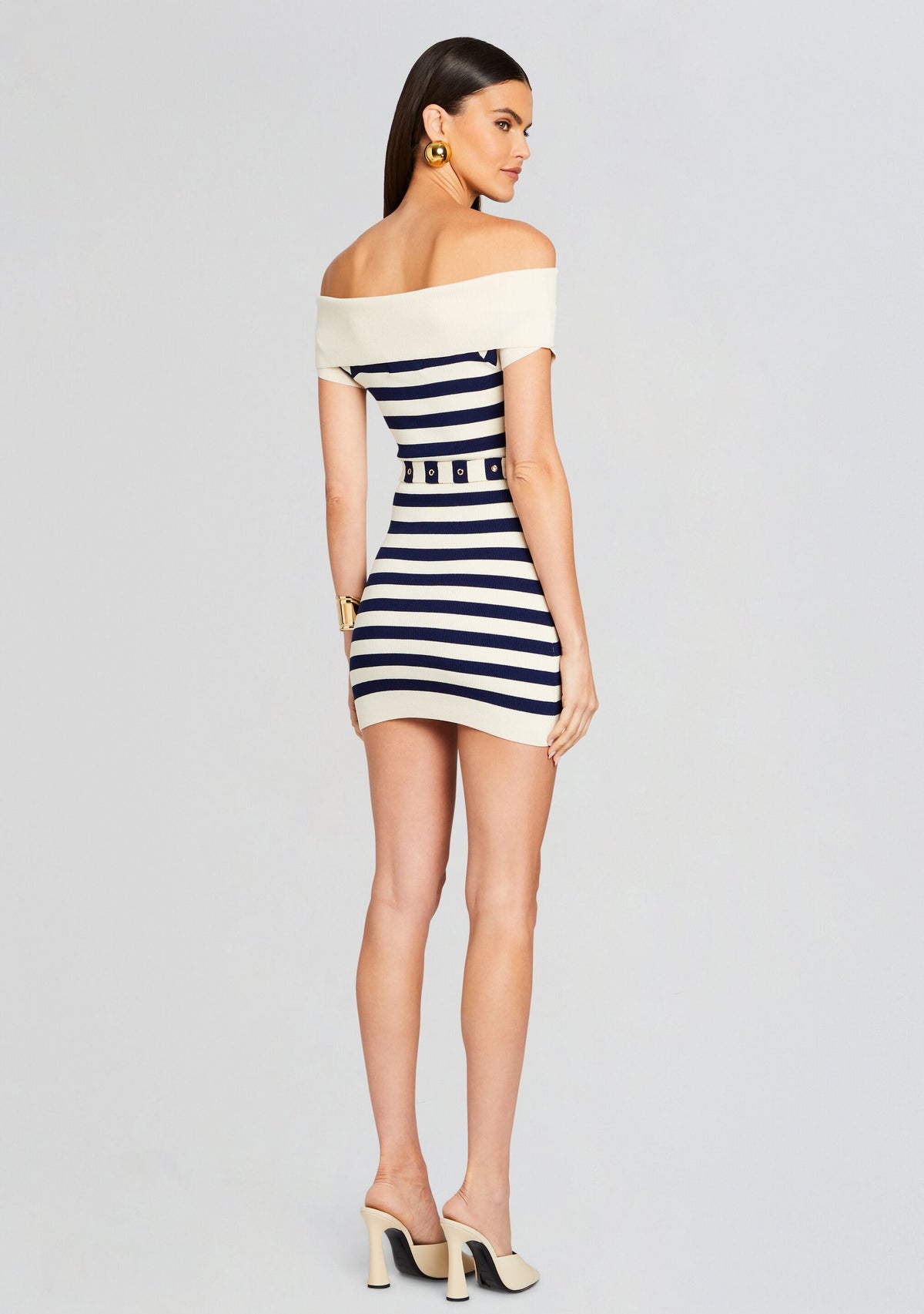 Hull Knit Dress by SEROYA in Cream/ Navy, product image 4