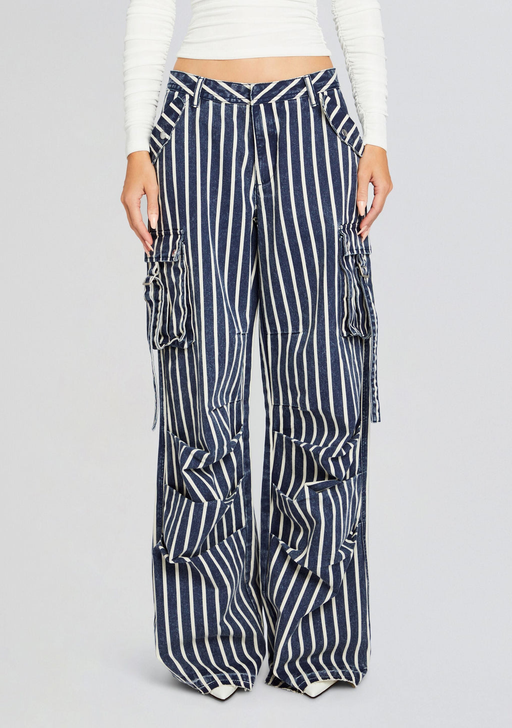Jane Cargo Pant by SEROYA in Navy Stripe, product image 1