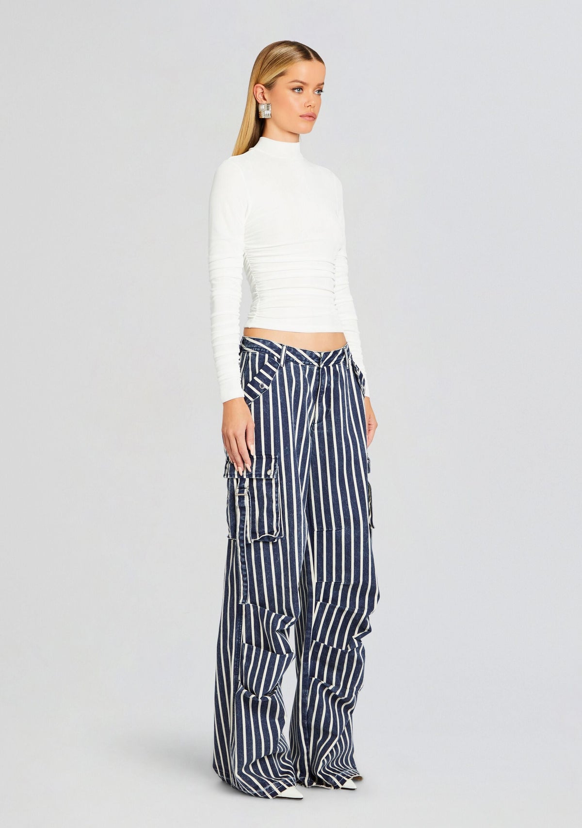 Jane Cargo Pant by SEROYA in Navy Stripe, product image 3