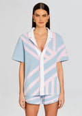 Lei Shirt by SEROYA in Jacquard Blue/Pink, product image 1