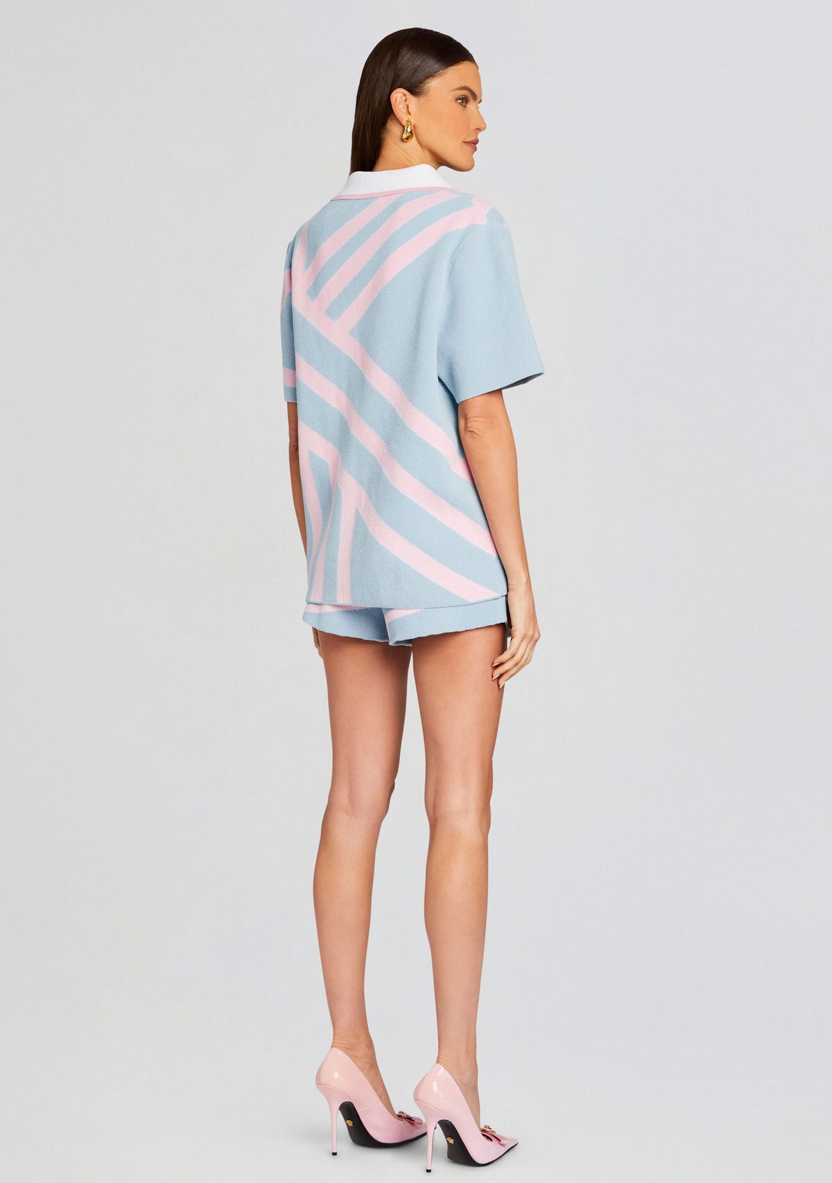 Lei Shirt by SEROYA in Jacquard Blue/Pink, product image 4