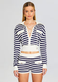 Rose Knit Top by SEROYA in Cream/ Navy, product image 1