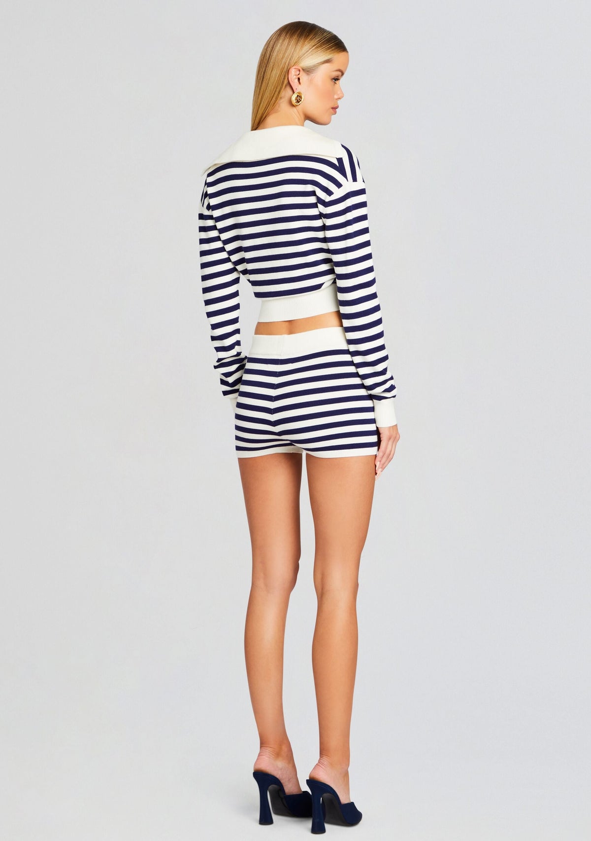 Rose Knit Top by SEROYA in Cream/ Navy, product image 4