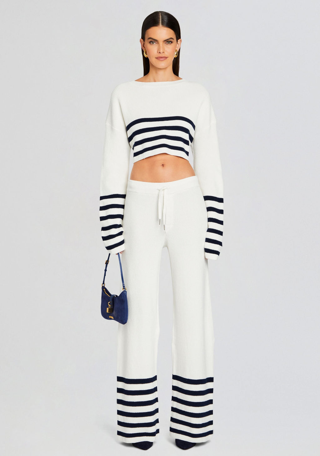 Sharlie Sweater by SEROYA in White/ Navy Stripe, product image 5