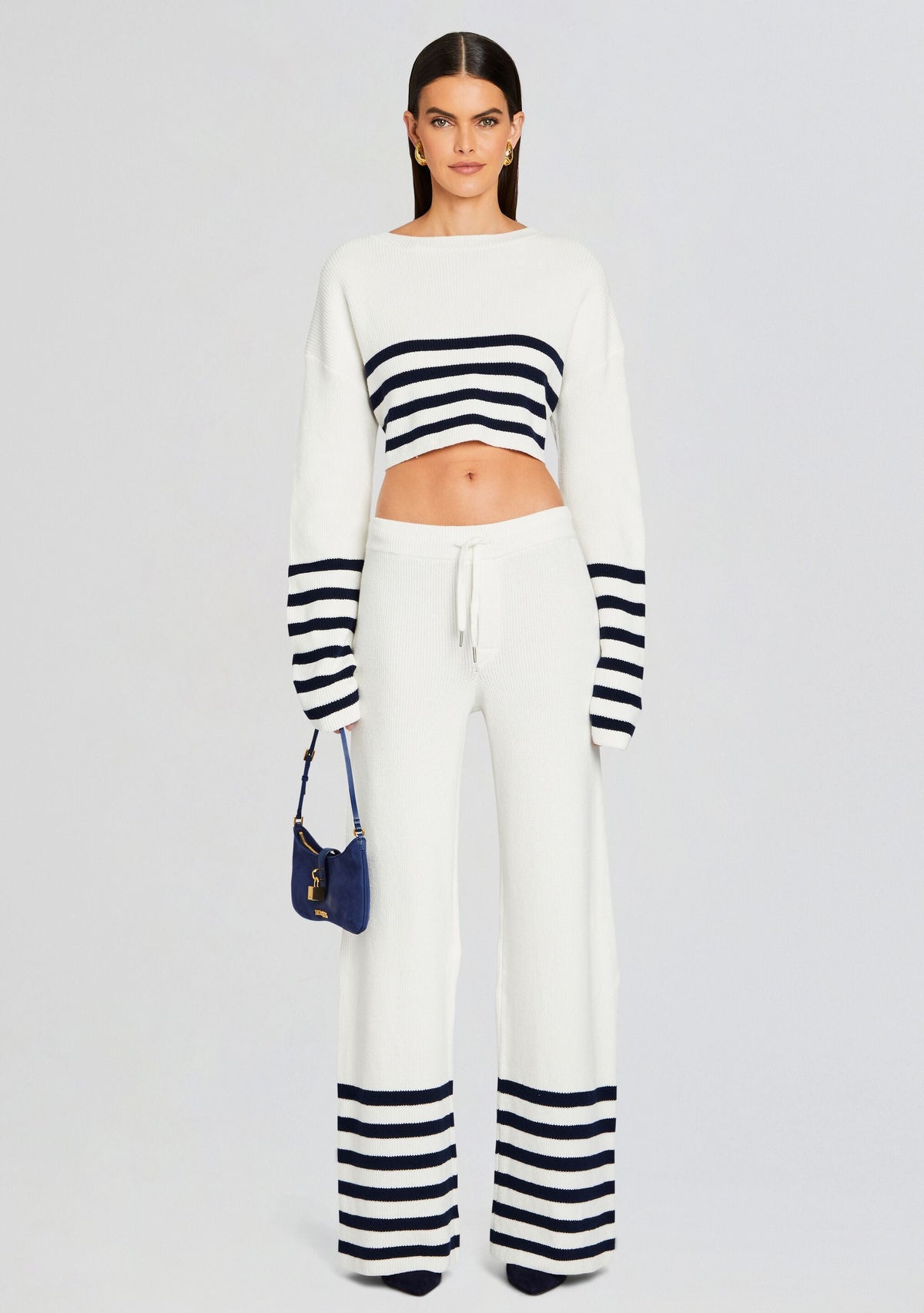Sharlie Sweater by SEROYA in White/ Navy Stripe, product image 5