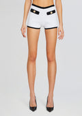 Tora Bandage Knit Short by retrofête in White/Black, product image 1