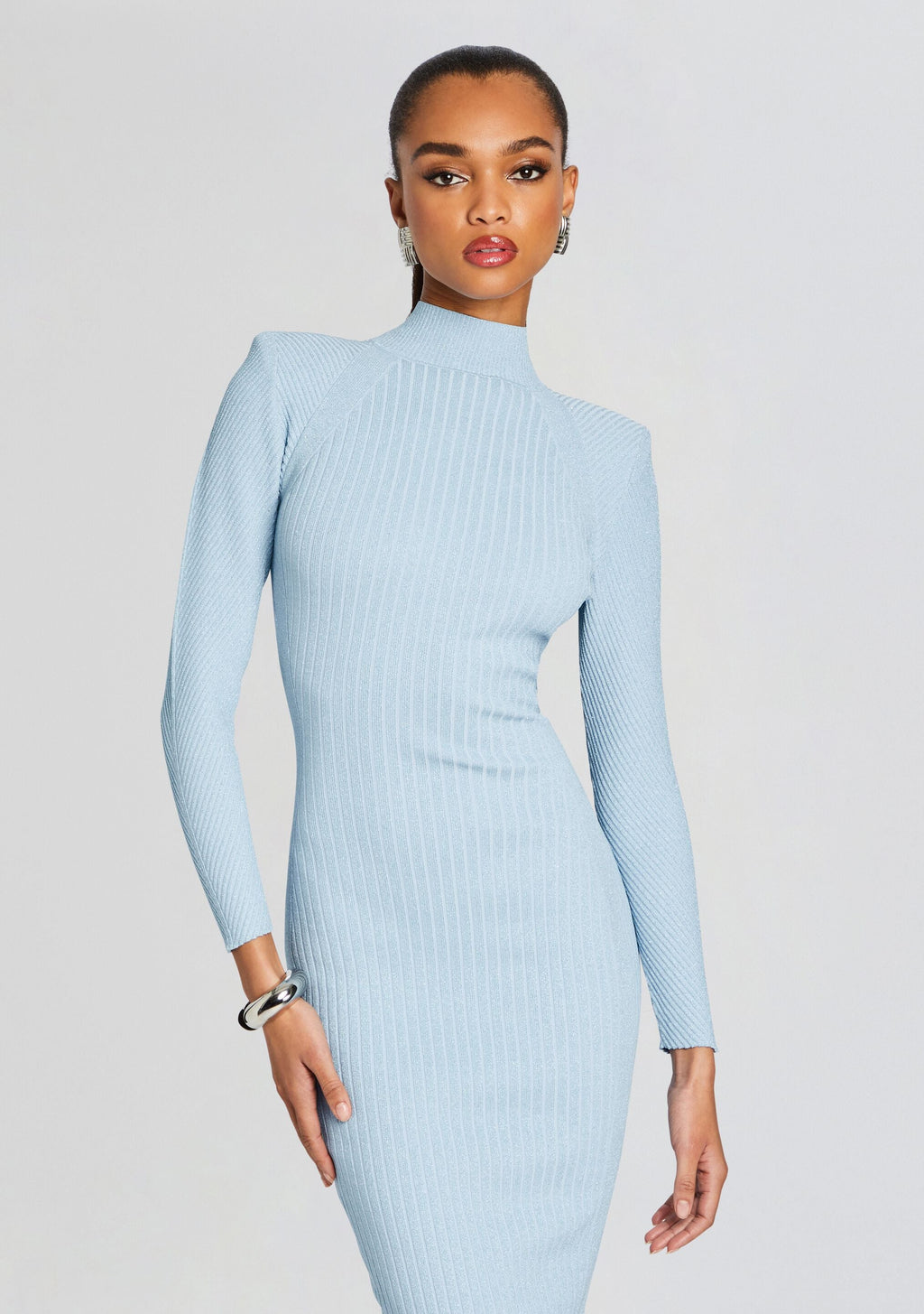 Aylin Rib Knit Dress by retrofête in Powder Blue, product image 5