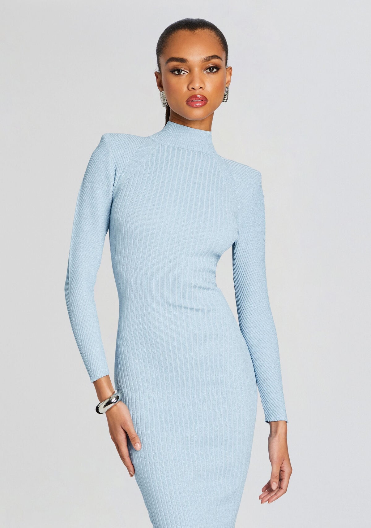 Aylin Rib Knit Dress by retrofête in Powder Blue, product image 5