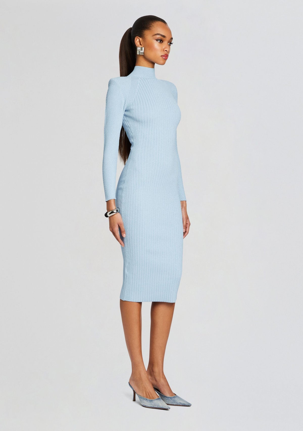 Aylin Rib Knit Dress by retrofête in Powder Blue, product image 3