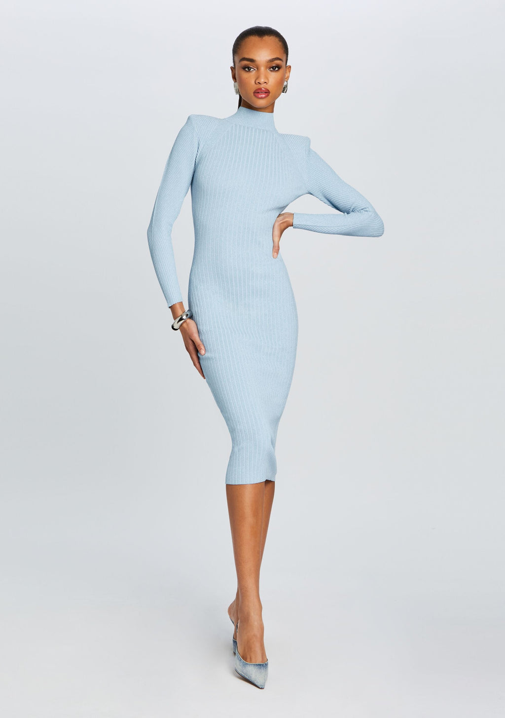 Aylin Rib Knit Dress by retrofête in Powder Blue, product image 1