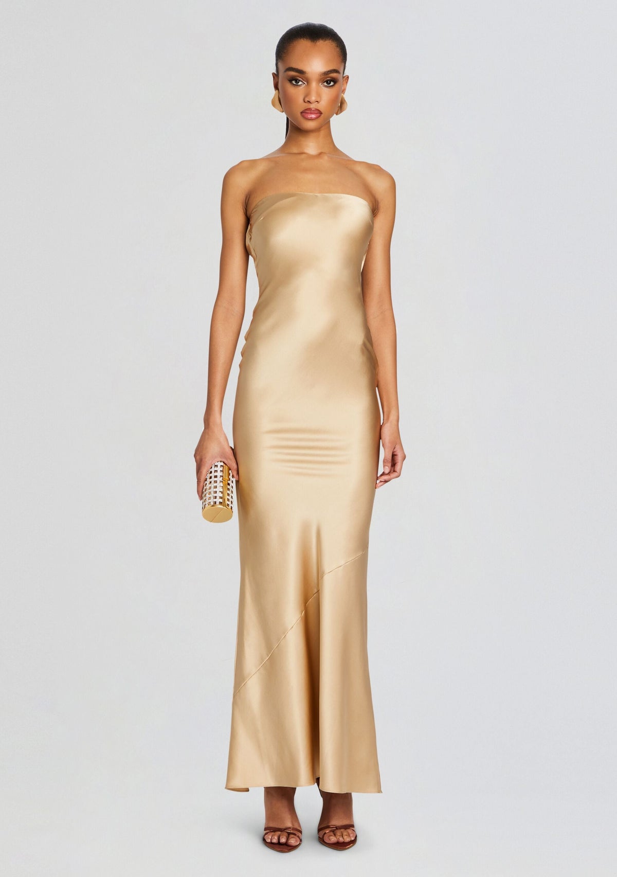 Keaton Silk Dress by retrofête in Nude, product image 2