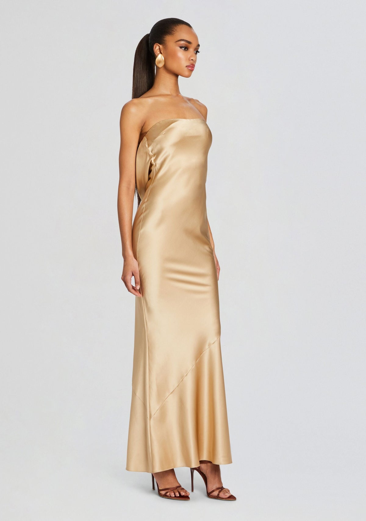 Keaton Silk Dress by retrofête in Nude, product image 3
