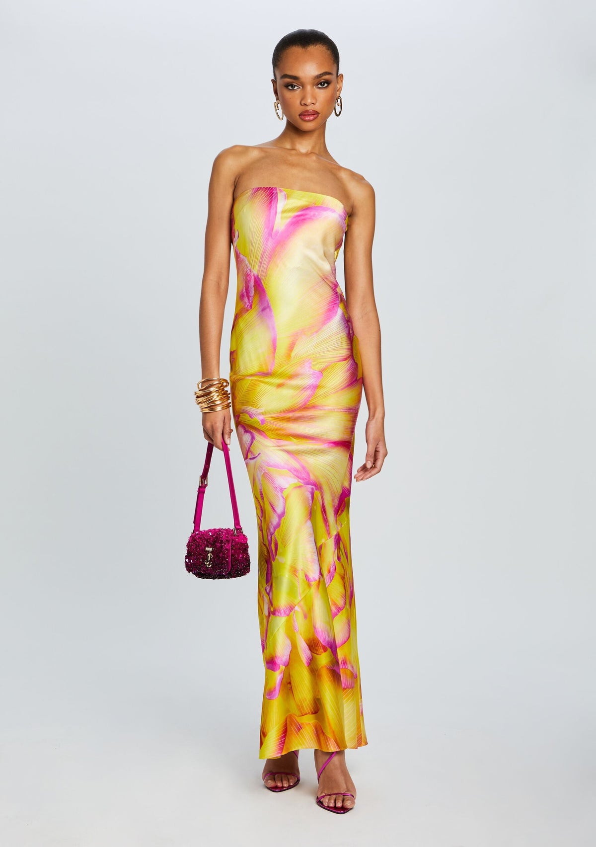 Keaton Silk Dress by retrofête in Yellow Peony, product image 2