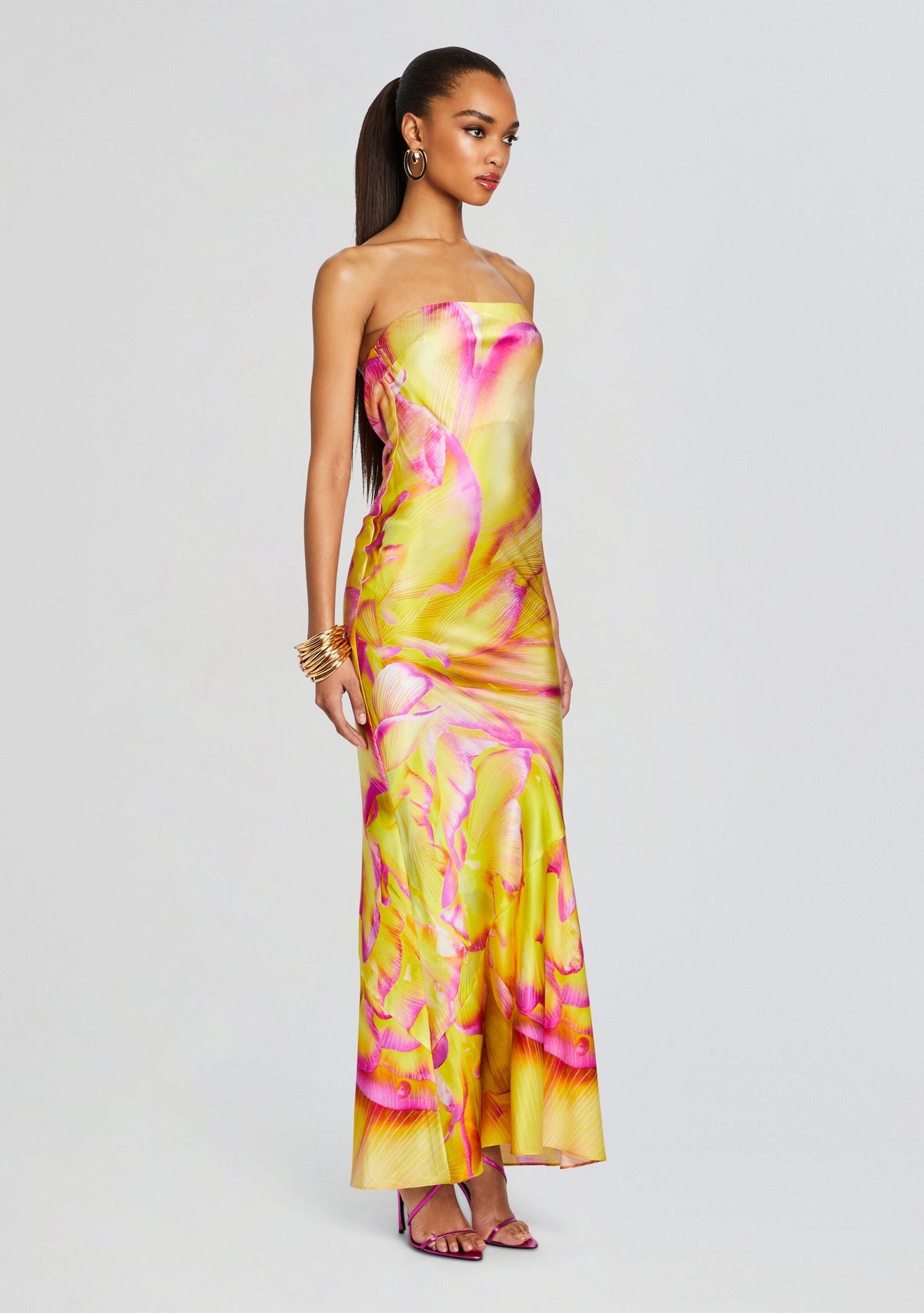 Keaton Silk Dress by retrofête in Yellow Peony, product image 3