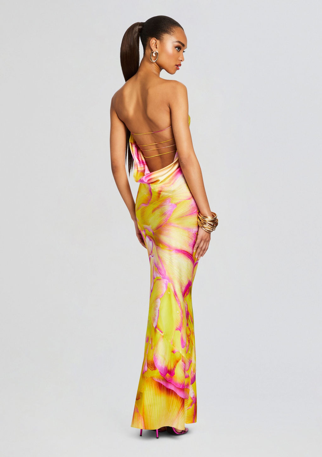 Keaton Silk Dress by retrofête in Yellow Peony, product image 1
