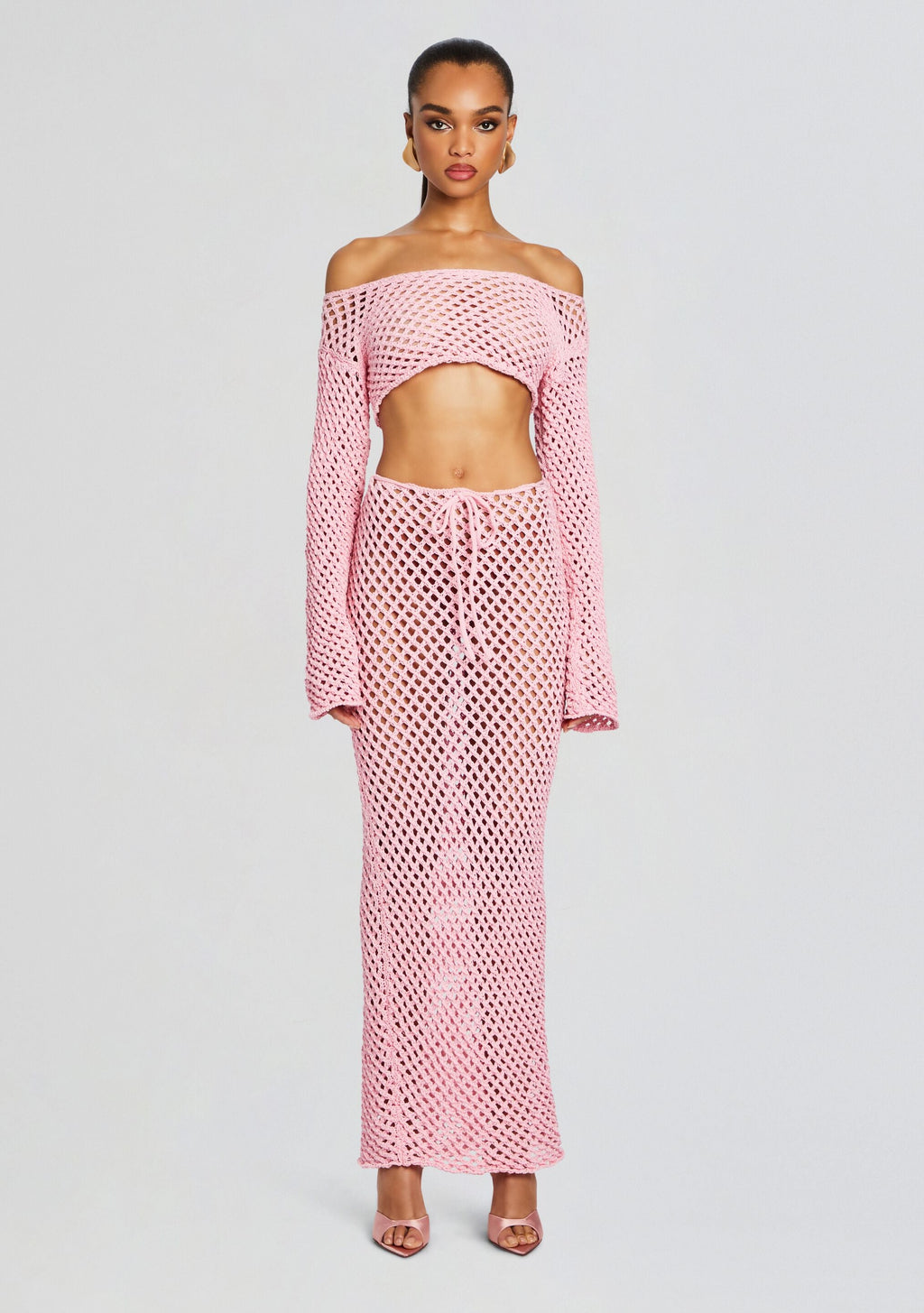 Magen Knitted Skirt by Bananhot in Pink Cream, product image 5