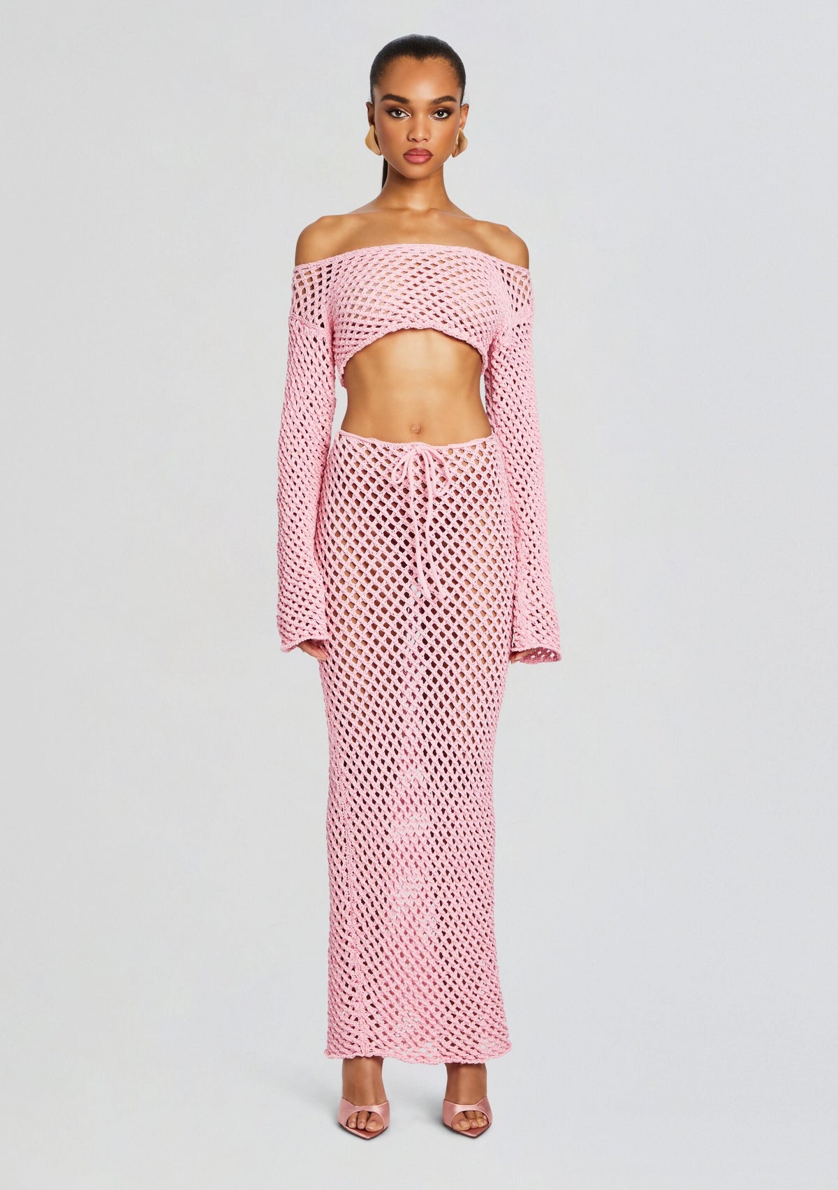 Magen Knitted Skirt by Bananhot in Pink Cream, product image 5