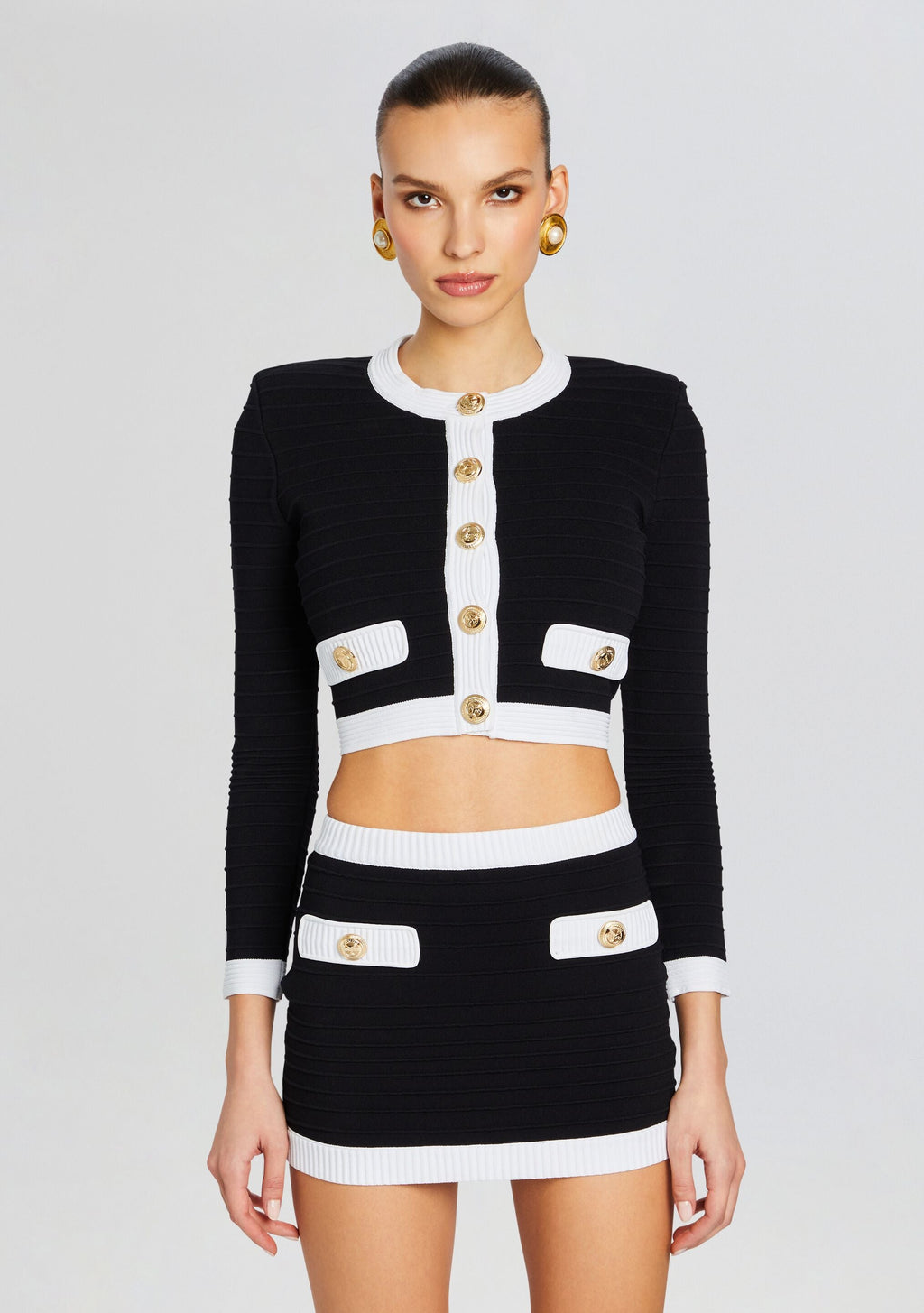 Moore Bandage Knit Jacket by retrofête in Black/White, product image 1