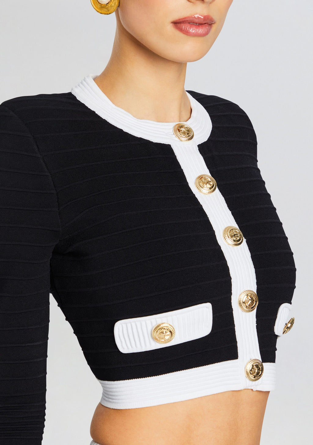 Moore Bandage Knit Jacket by retrofête in Black/White, product image 2
