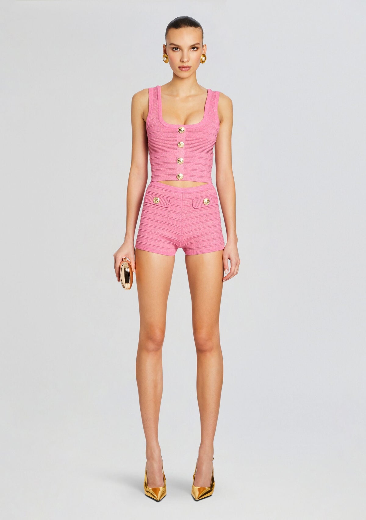Nella Metallic Knit Top by retrofête in Metallic Candy Pink, product image 5