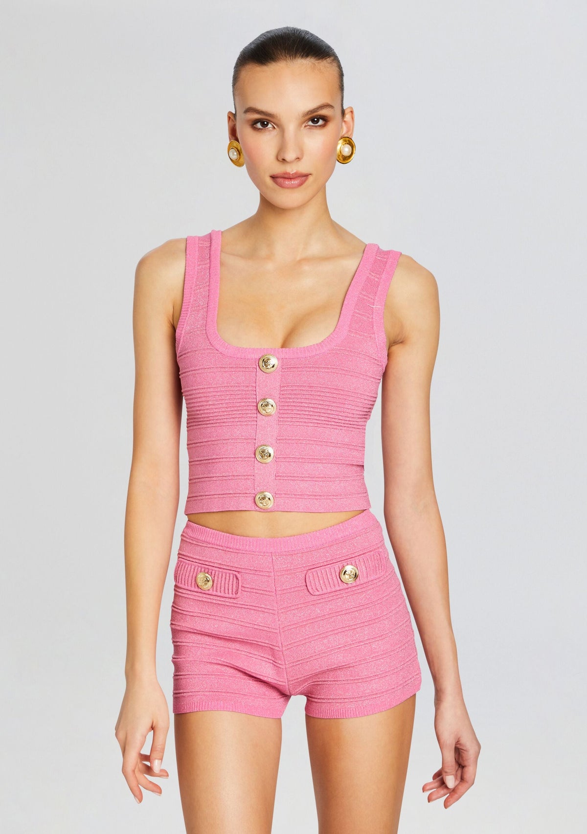 Nella Metallic Knit Top by retrofête in Metallic Candy Pink, product image 1