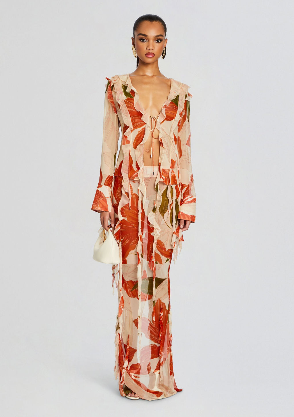 Shae Silk Chiffon Top by retrofête in Neutral Botanical, product image 2