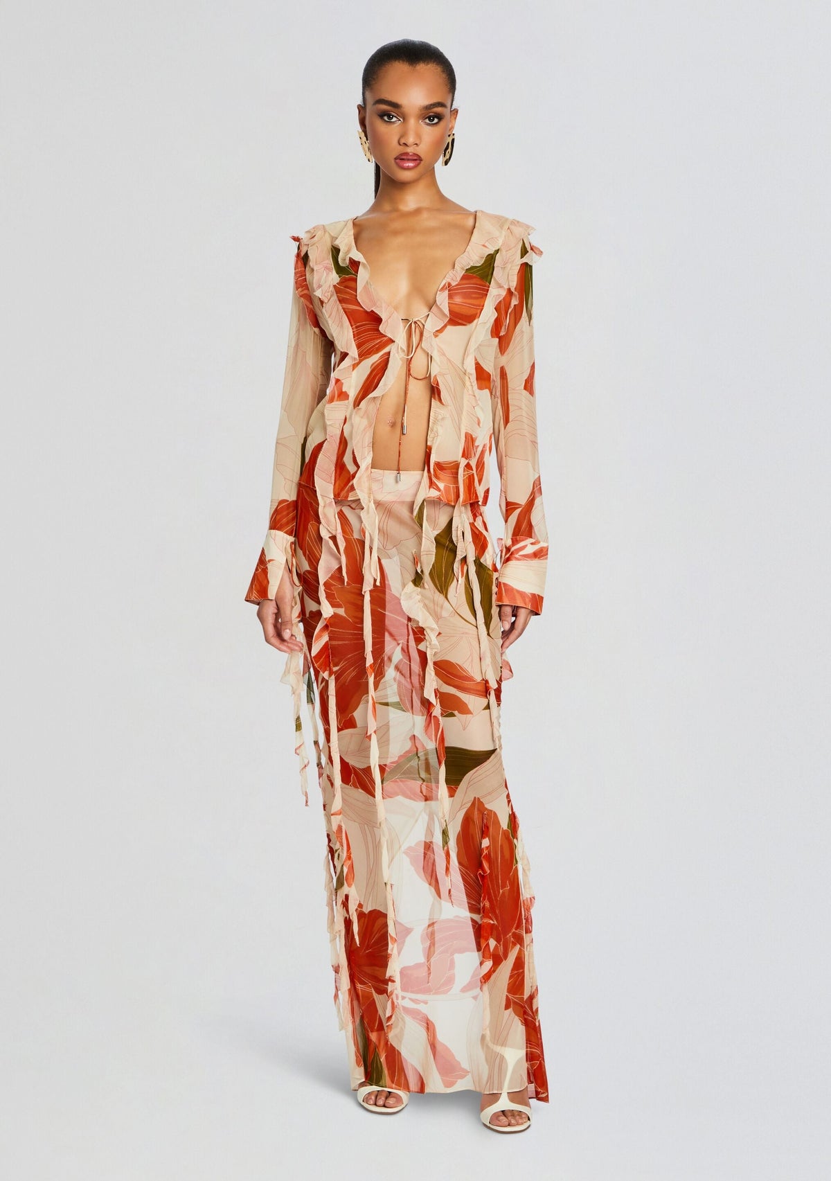 Shae Silk Chiffon Top by retrofête in Neutral Botanical, product image 5