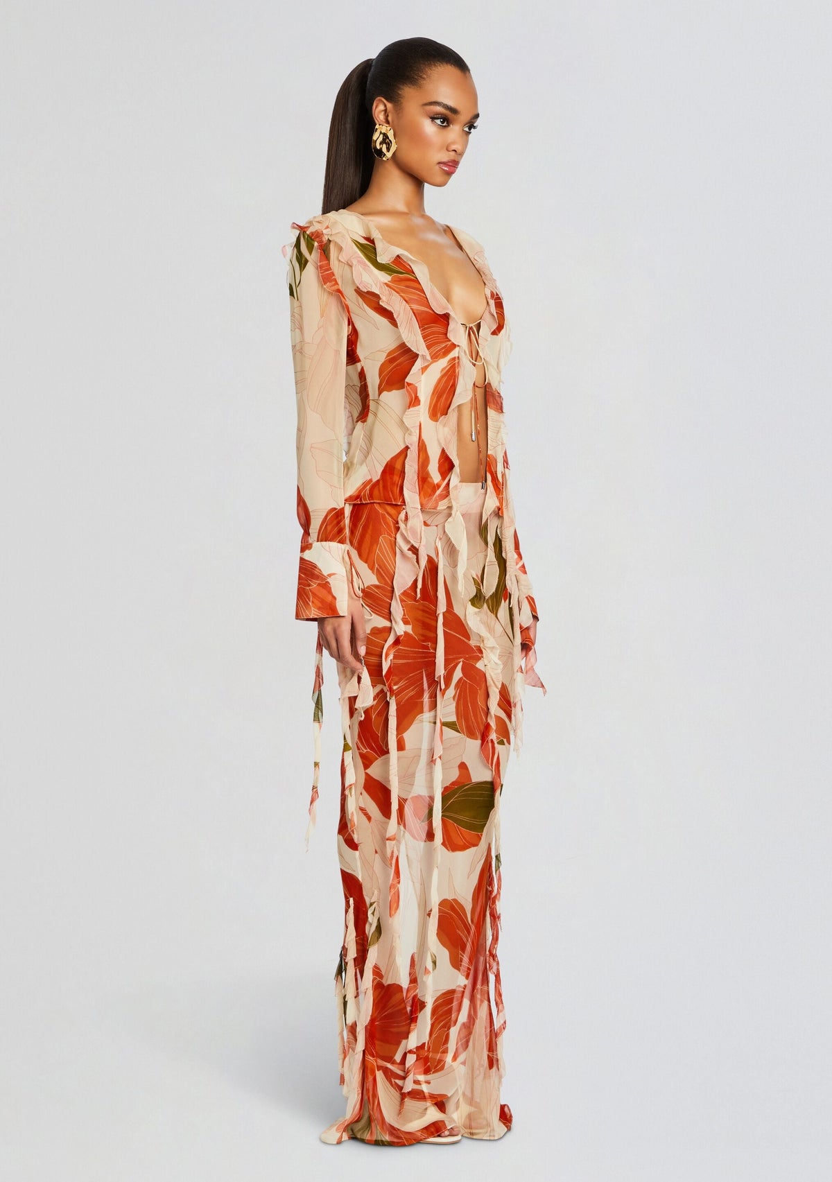 Shae Silk Chiffon Top by retrofête in Neutral Botanical, product image 3