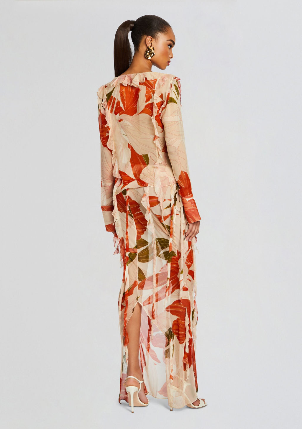 Shae Silk Chiffon Top by retrofête in Neutral Botanical, product image 4