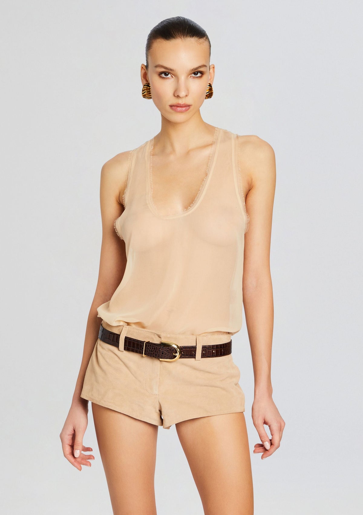 Shye Silk Top by retrofête in Nude, product image 1