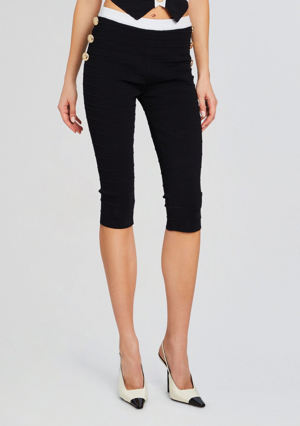 Morgana Bandage Knit Pant by retrofête in Black/White, product image 1