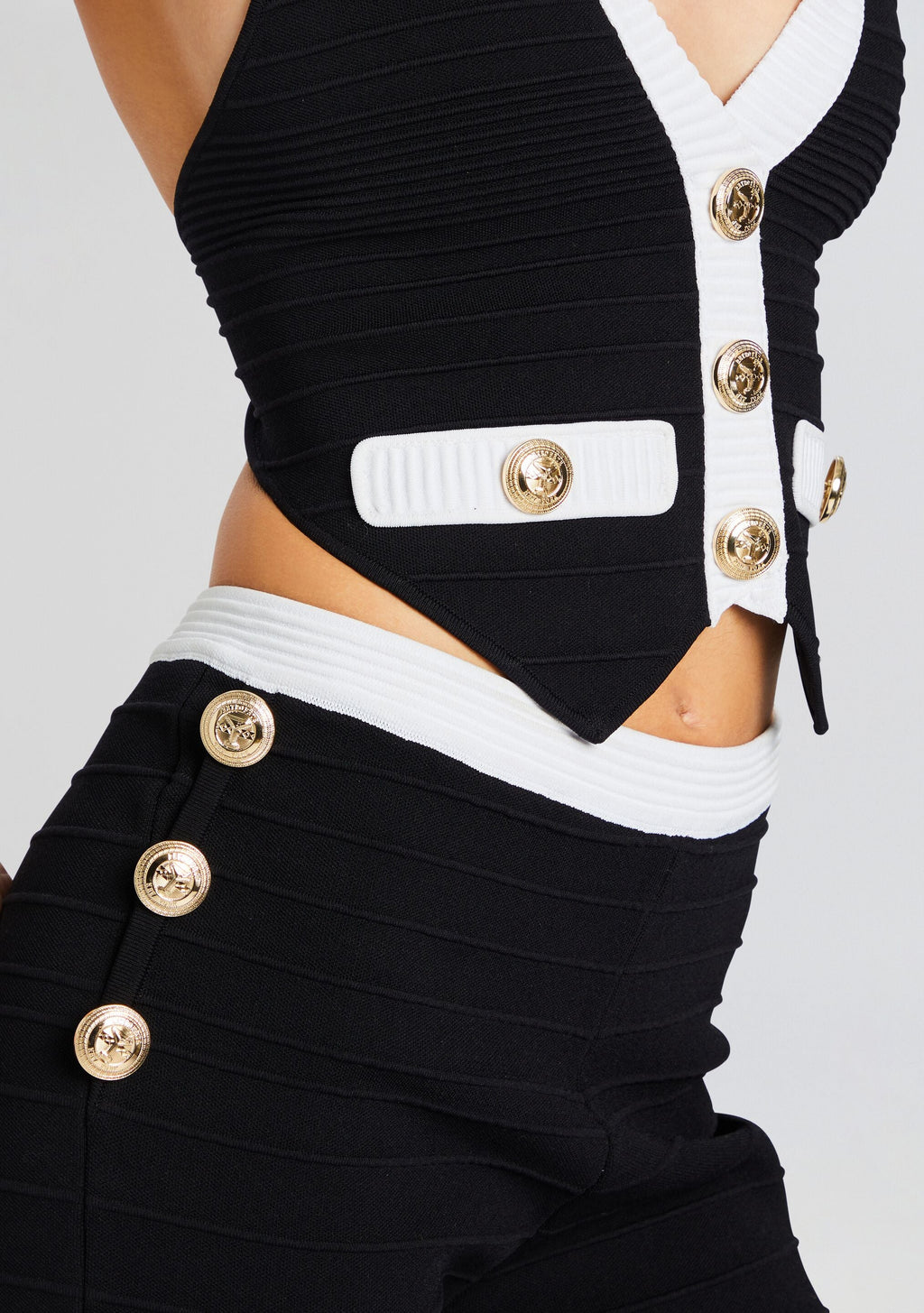 Tinsley Bandage Knit Vest by retrofête in Black/White, product image 2