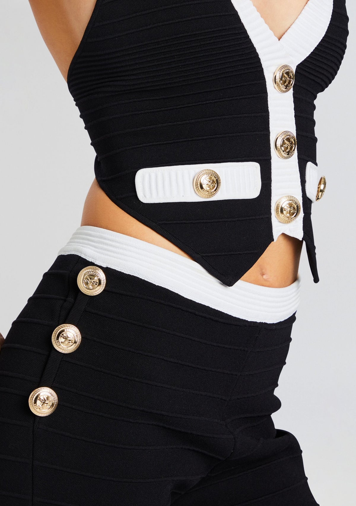 Tinsley Bandage Knit Vest by retrofête in Black/White, product image 2