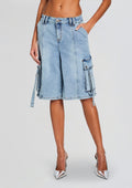 Sarta Cargo Denim Short by retrofête in Vintage Celeste, product image 1