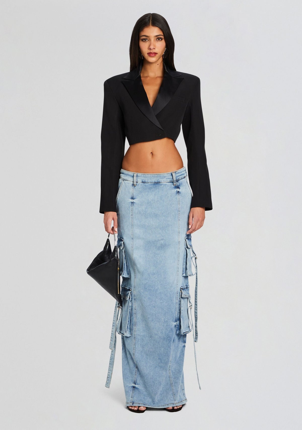 Cerise Cargo Denim Skirt by retrofête in Vintage Celeste, product image 2