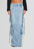 Cerise Cargo Denim Skirt by retrofête in Vintage Celeste, product image 1