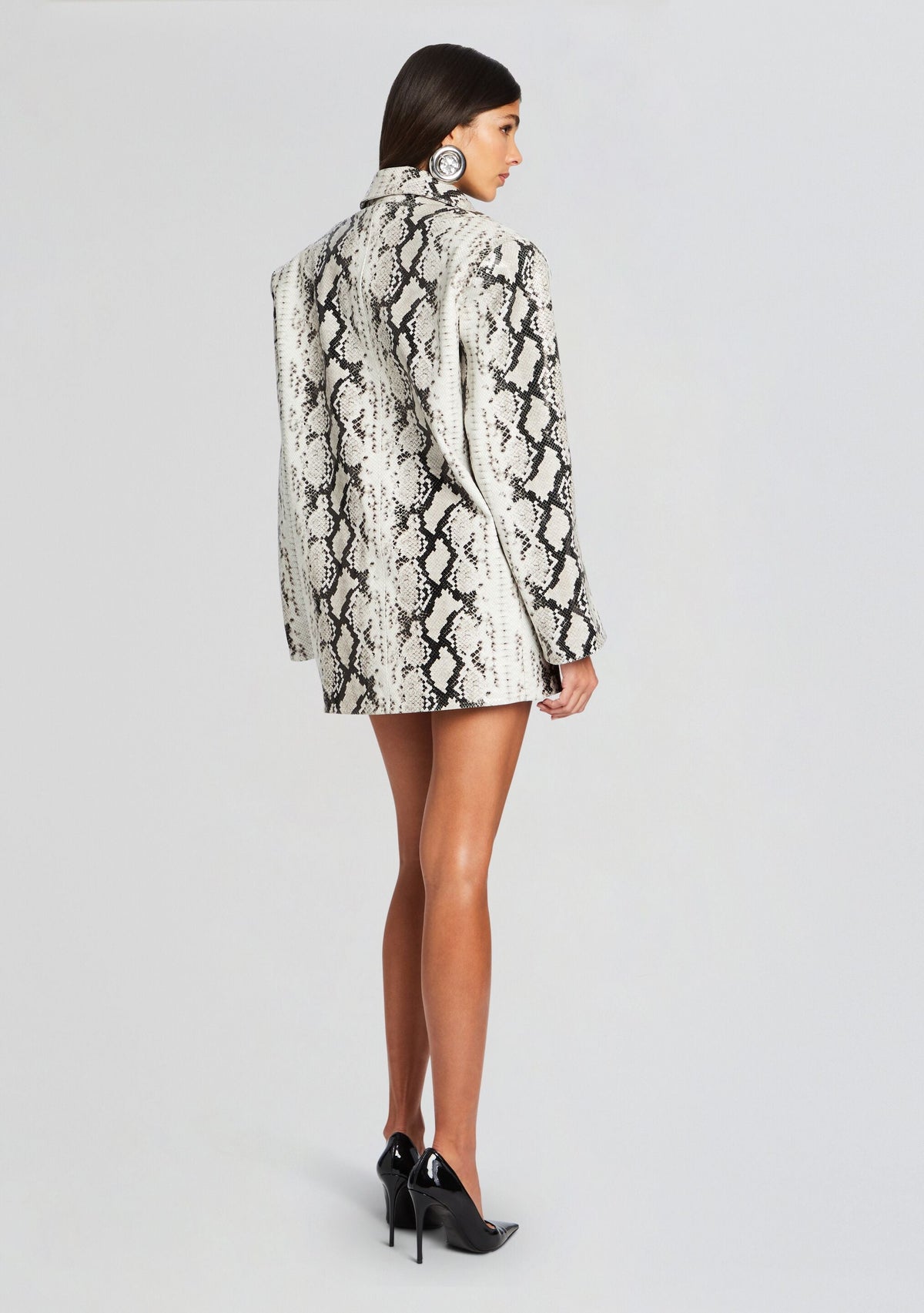 Chloe Leather Blazer by retrofête in Neutral Snake, product image 3