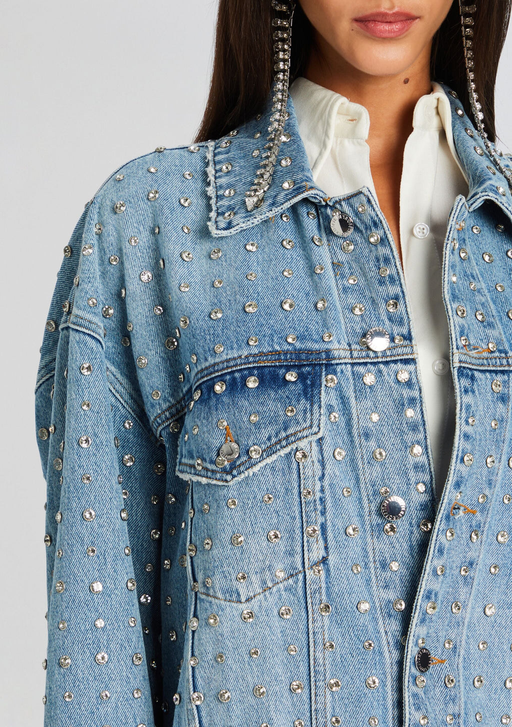 Ace Embellished Denim Jacket by retrofête in Tangier, product image 2