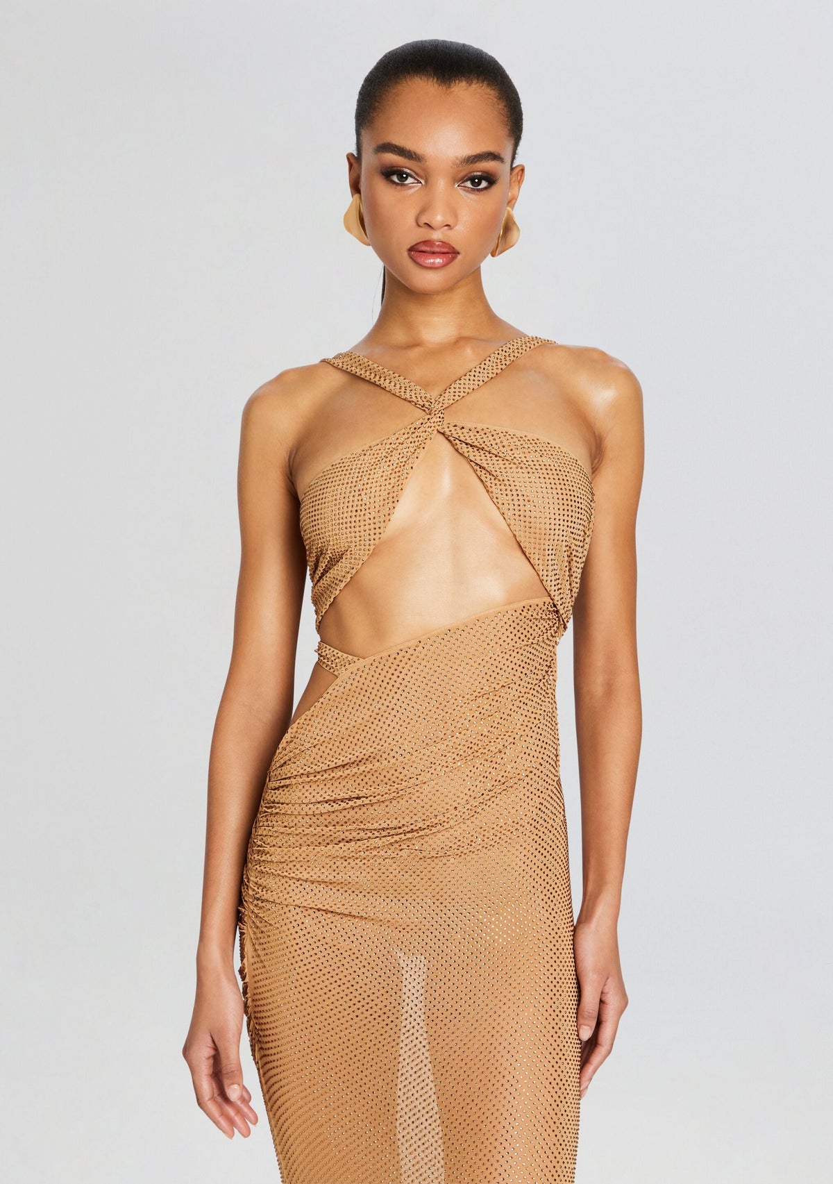 Liesel Embellished Dress by retrofête in Tannin, product image 2