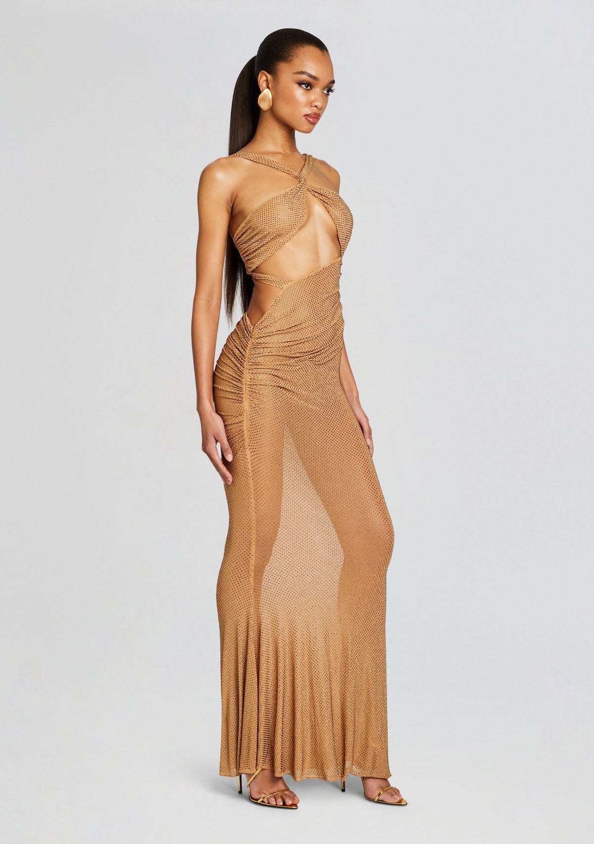 Liesel Embellished Dress by retrofête in Tannin, product image 3
