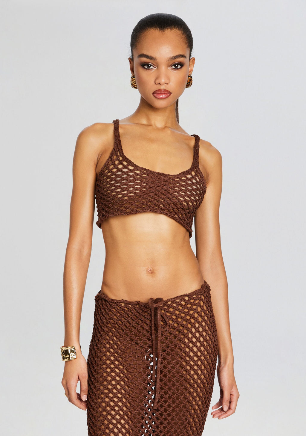 Thea Knitted Top by Bananhot in Dark Brown, product image 1