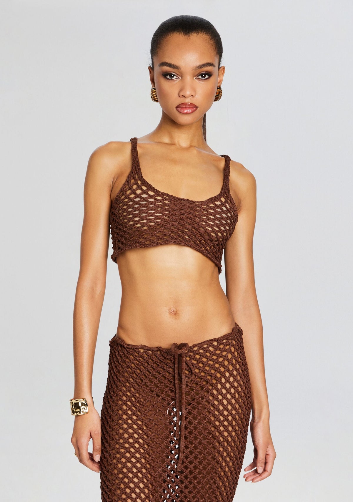 Thea Knitted Top by Bananhot in Dark Brown, product image 1